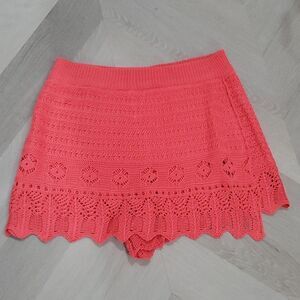 C'isa Crochet Mini Skirt/ Shorts,  Hot Pink, Nwot,  Size large